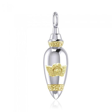 Celtic Angel Silver and Gold Bottle Pendant MPD4062 - Jewelry